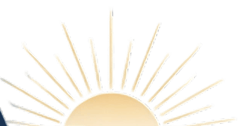 Sun with rays radiating outwards from its center, set against a white background